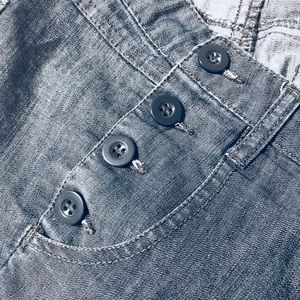 Side Button Dark Blue Denim Shorts